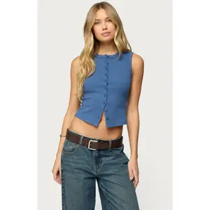 Edikted Women's Basel Button Up Tank Top