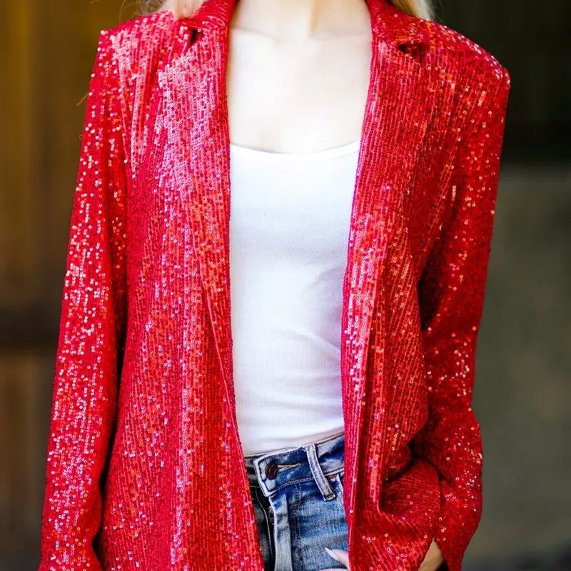 Urban Diction Sequins Blazer for Women - Must-Have for Holiday Christmas, New Year & Concert Wear, Eye-Catching Sequins, Long Sleeves, 100% Polyester, Perfect for Parties & Special Occasions