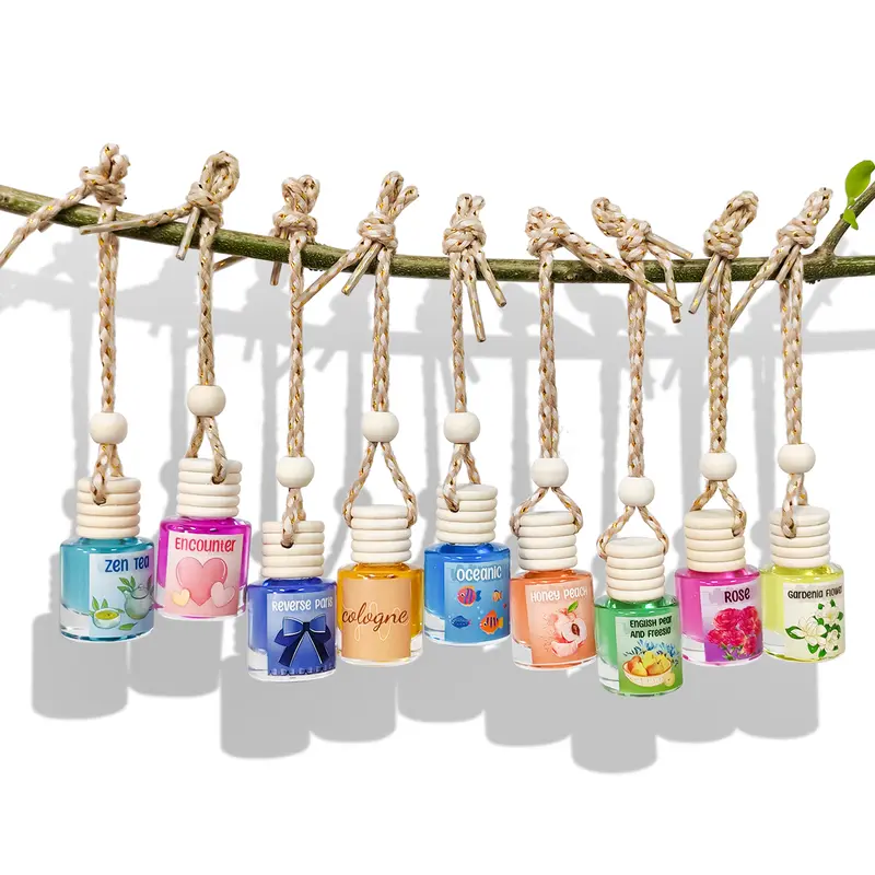 2-Pack 8ML Hanging Car Fragrance System Bottles - Non-Toxic Odor-Neutralizing Oil Deodorizer, Natural Fruit Perfume Charm, Lasting 30d Cars Accessories, Hang on Hook for Home/Bath Interior Gift Set