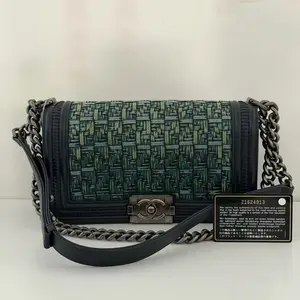 Pre-owned CHANEL Boy Clutch Shoulder Bag Tweed Medium|19918741