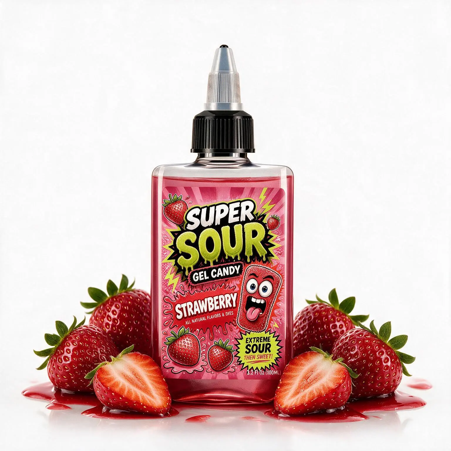 Super Sour Strawberry Gel Candy - 100ml