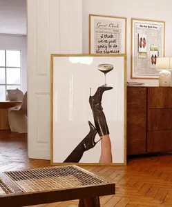 [Sale off up to 50%] [Free $hipping] Vintage Brown Boots Print Espresso Martini Wall Art Femme Fatale Poster Luxury Fashion Photography Girly Apartment Decor