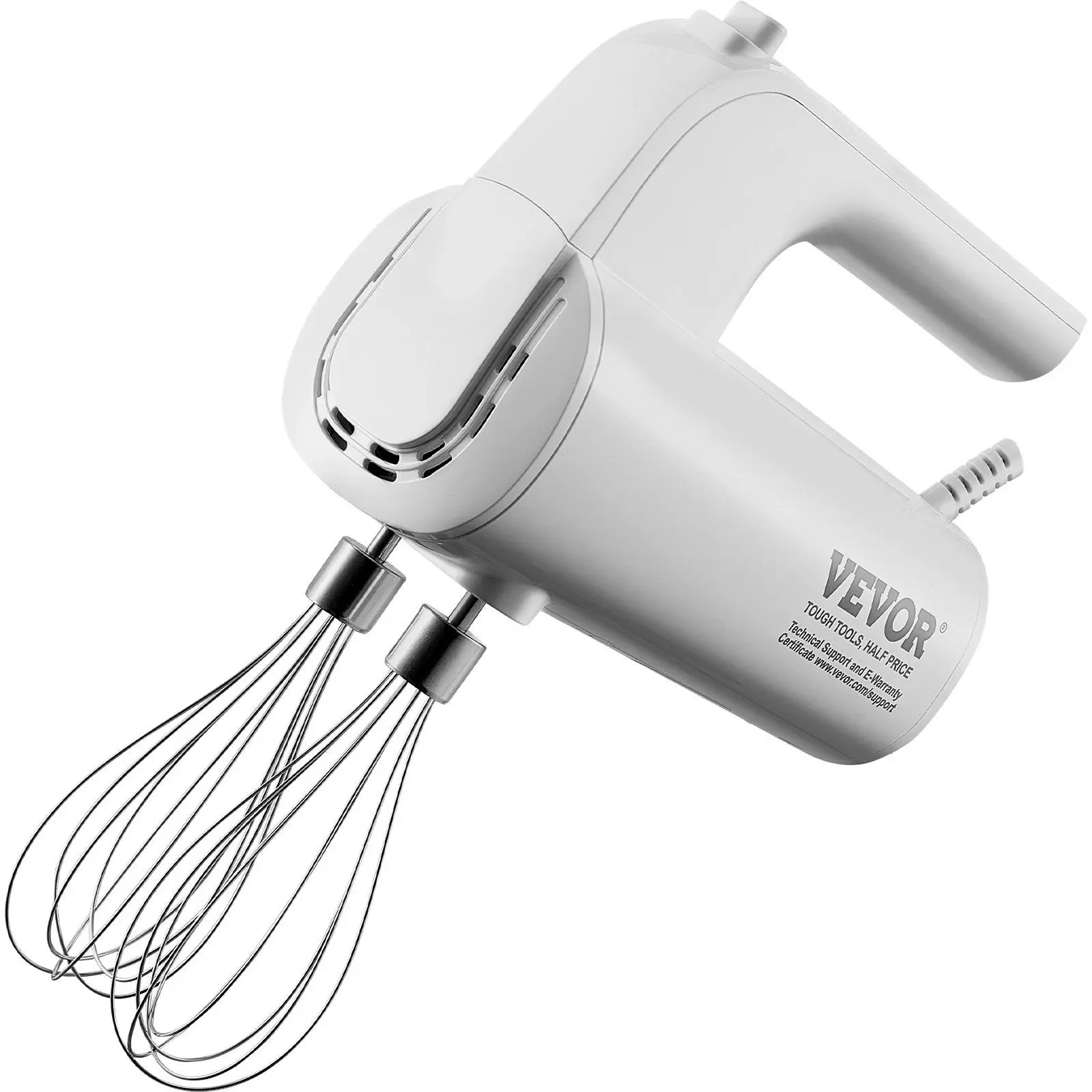 VEVOR Digital Control Kitchen Electric Hand Mixer, 5-Speed 200W Portable Handheld Mixer with All-Copper Robust Motor, Turbo Boost, Beaters, Dough Hooks, Whisks, Storage Bag, Soft Start for Baking Egg Cookie Cake