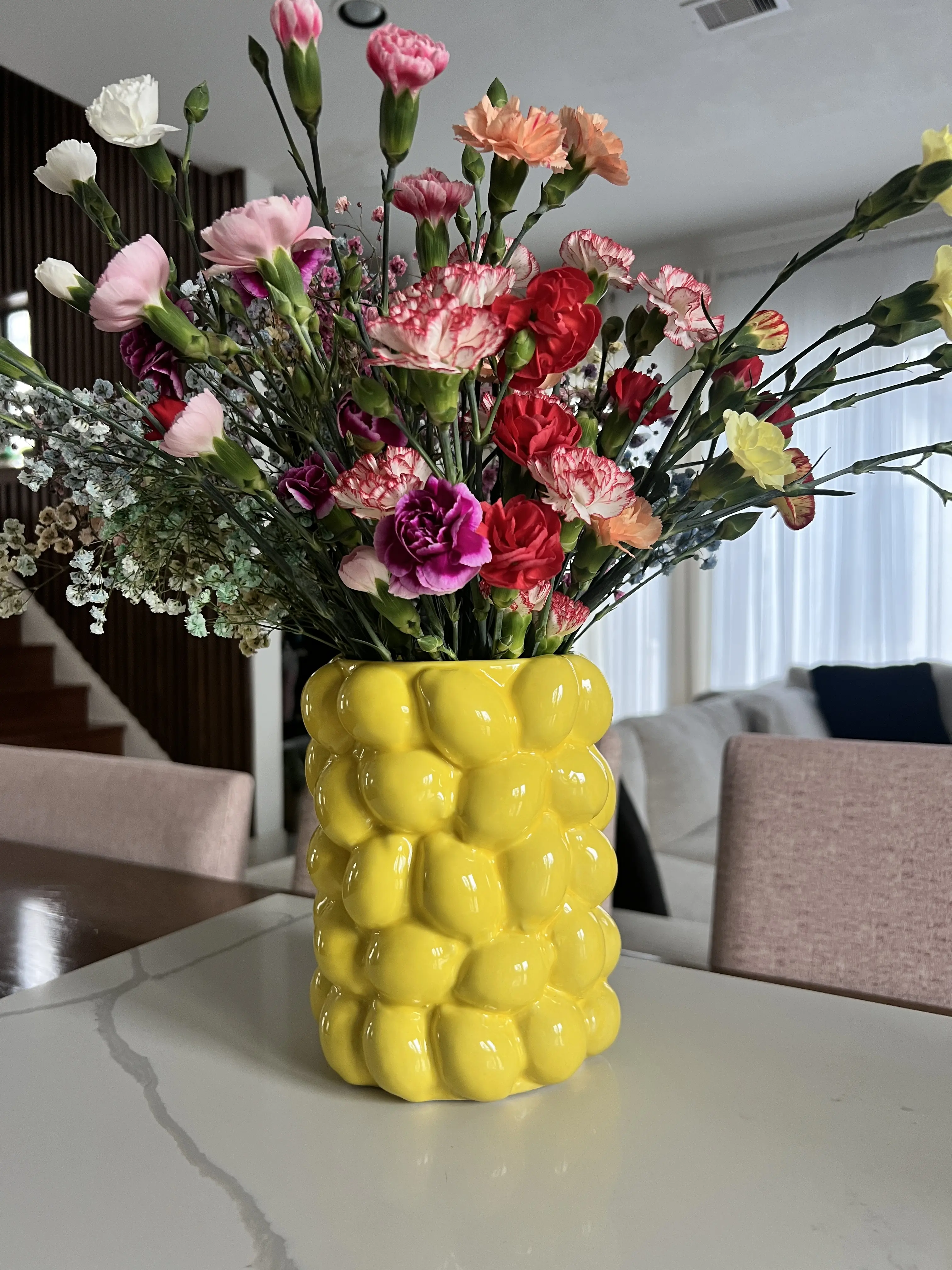 Ceramic Lemon Vase, Vibrant Yellow, 7in Tall, Home Decor Accent for Room Decor & Flower Display