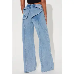 Tall Brianca Bow Wide Leg Jeans - Light Wash