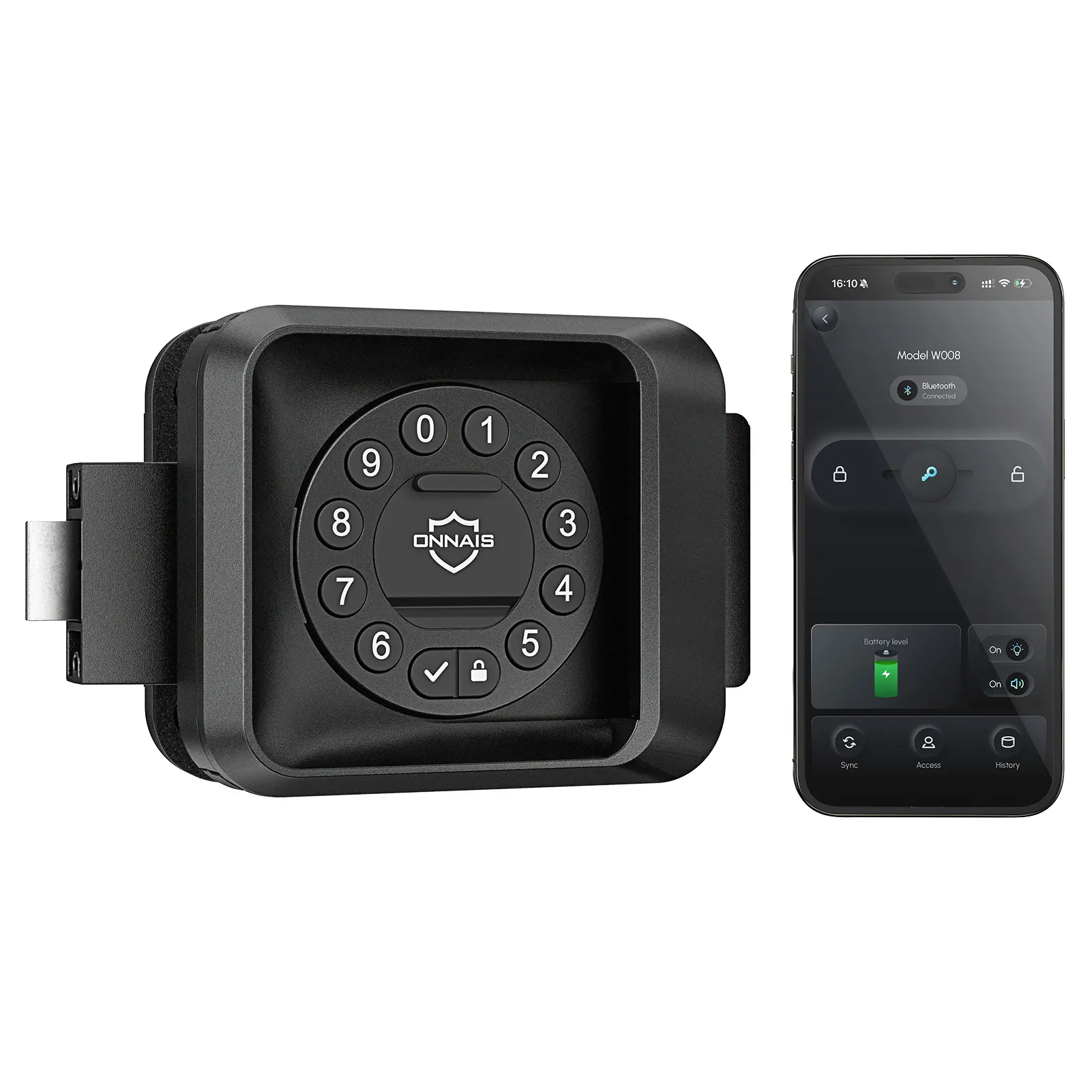 ONNAIS Smart W008 Keyless RV Door Lock with Bluetooth App Control, Keypad & Remote Fob