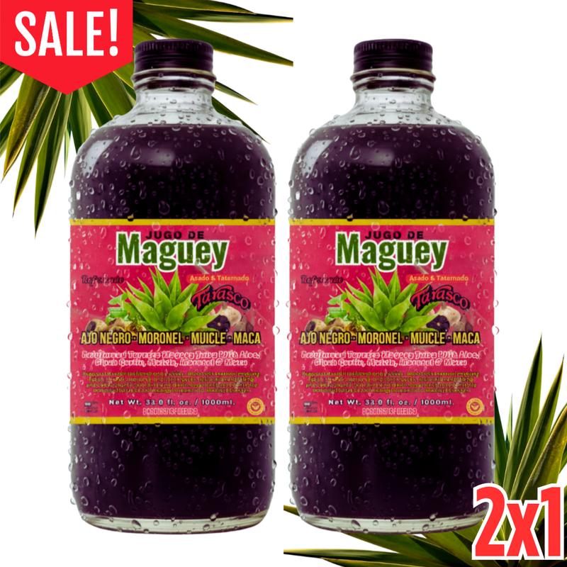 [Buy One, Get One Free] Viral Jugo De Maguey  + Muicle + Maca + Black Garlic - Antioxidant Healthcare Dietary Vitamin Edible Supplement 100% Natural & Artesanal 32 Fl. Oz.