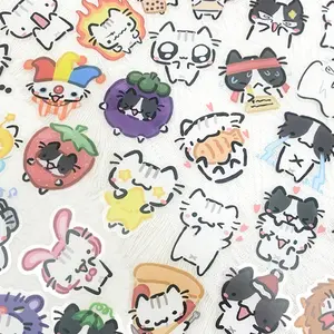 54 pieces/pack Romantic and aesthetic vintage stickers with funny meme-type cats, interesting cartoon aesthetic stickers for scrapbooking, sealing, stationery, envelopes, guitars, gifts, youth party supplies, motivation