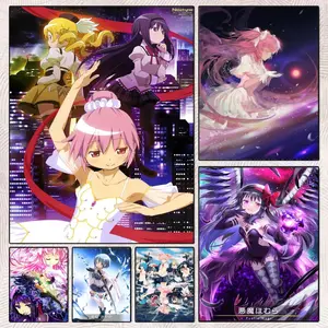 Puella Magi Madoka Magica Anime Poster Gift with prints Home bedroom living room decoration promotion and display suitable for bedroom bar parlor home decor gift fade-Resistant, Non-sticky, vibrant Wall print poster