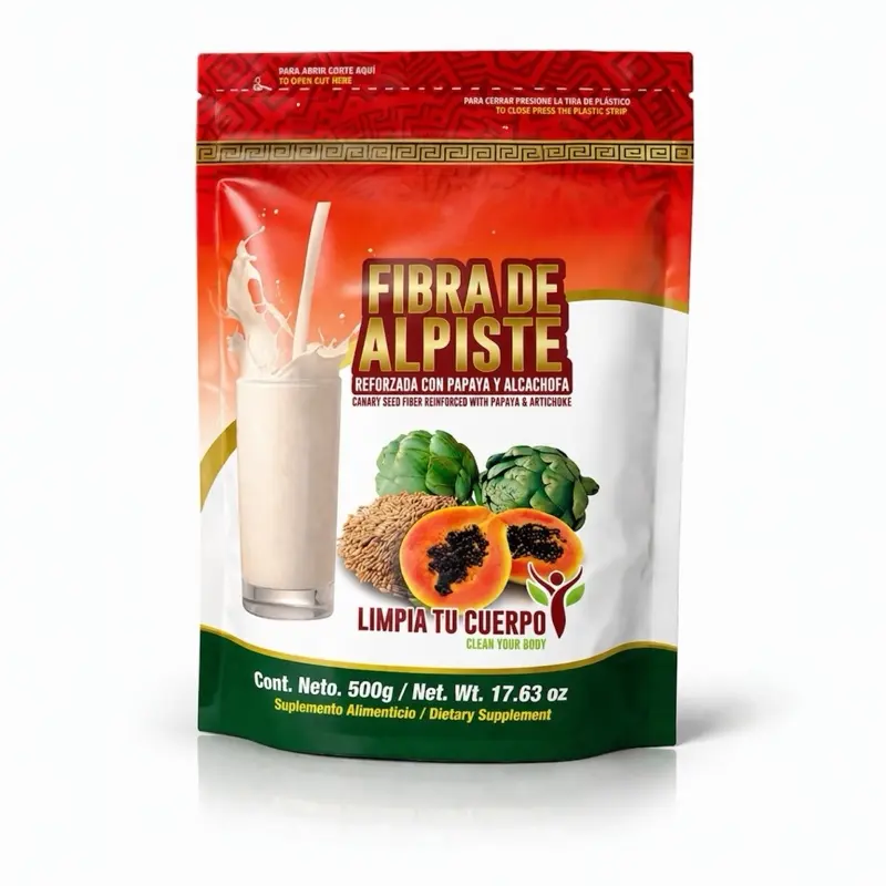 Fibra de Alpiste Fiber Powder Blend – Papaya & Artichoke Digestive Support Supplement, 500g Premium Resealable Bag