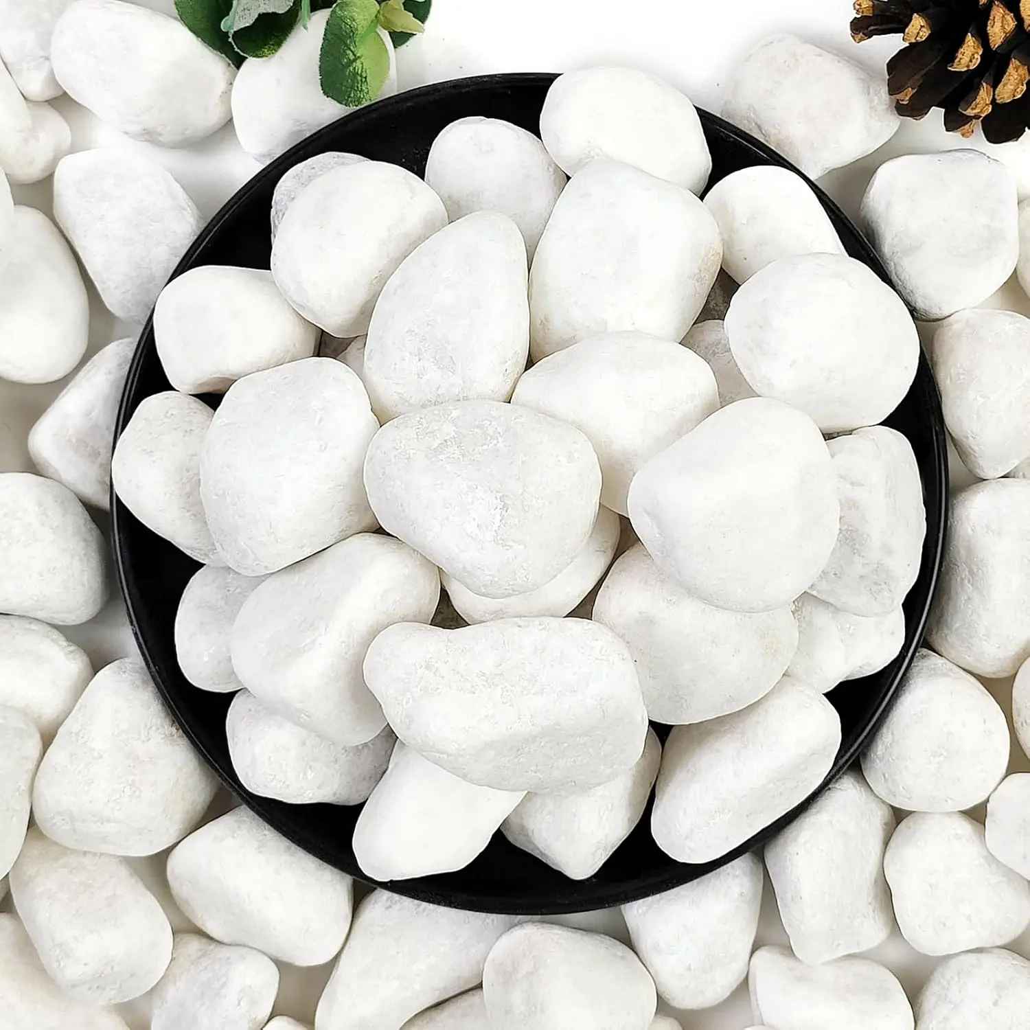 5lb White  for Indoor , 1-2 Inch  River Rocks, Snow White Decorative Stones, Ideal for Fish , Vases, Crafting,  Decor and Garden Landscaping Rocks