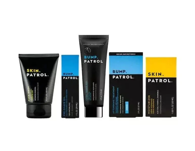 Patrol Grooming Perfect Shave Kit (5-Piece Set) – Razor Bump & Ingrown Hair Treatment | Moisturizer + Shave Gel + Aftershave + Shave Oil + Face Wash