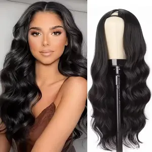 [V Part Drawstring Glueless Wig] Leniku 180% Densiity 12-32 Inch Body Wave V Part Drawstring Glueless Wig Human Hair No Leave Out Brazilian Deep Wave Human Hair Wigs For Black Women