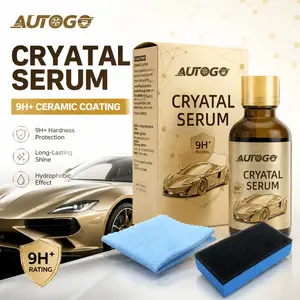 AUTOGO Crystal Serum 9H+ Ceramic Coating Kit – Hydrophobic Nano Paint Protection for Cars, DIY Mirror Shine & UV Scratch Resistant Sealant with Applicator & Microfiber Cloth