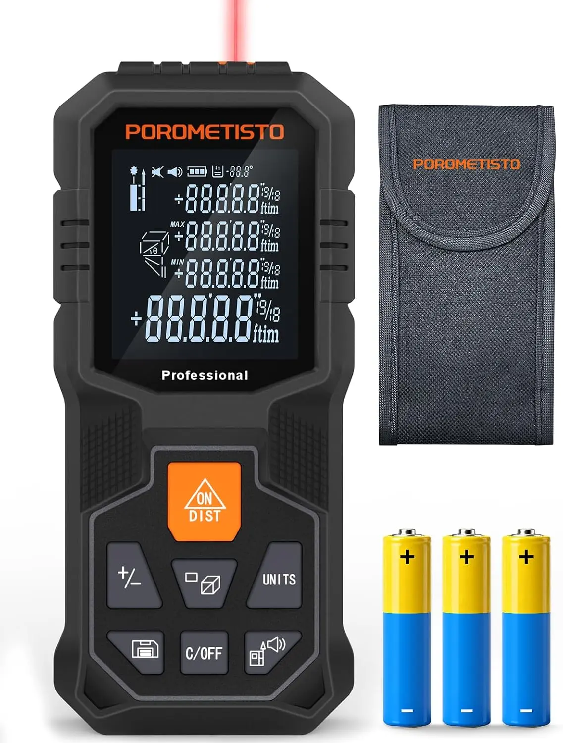 POROMETISTO 2-In-1 Digital Laser Measure - 50m/80m High Accuracy Rangefinder, 5 Pythagorean Modes, Angle Measurement, Data Storage, Level Floor Aid, Alkaline Batteries-Powered Tool for DIY Projects, Interior Design, Furniture Shopping