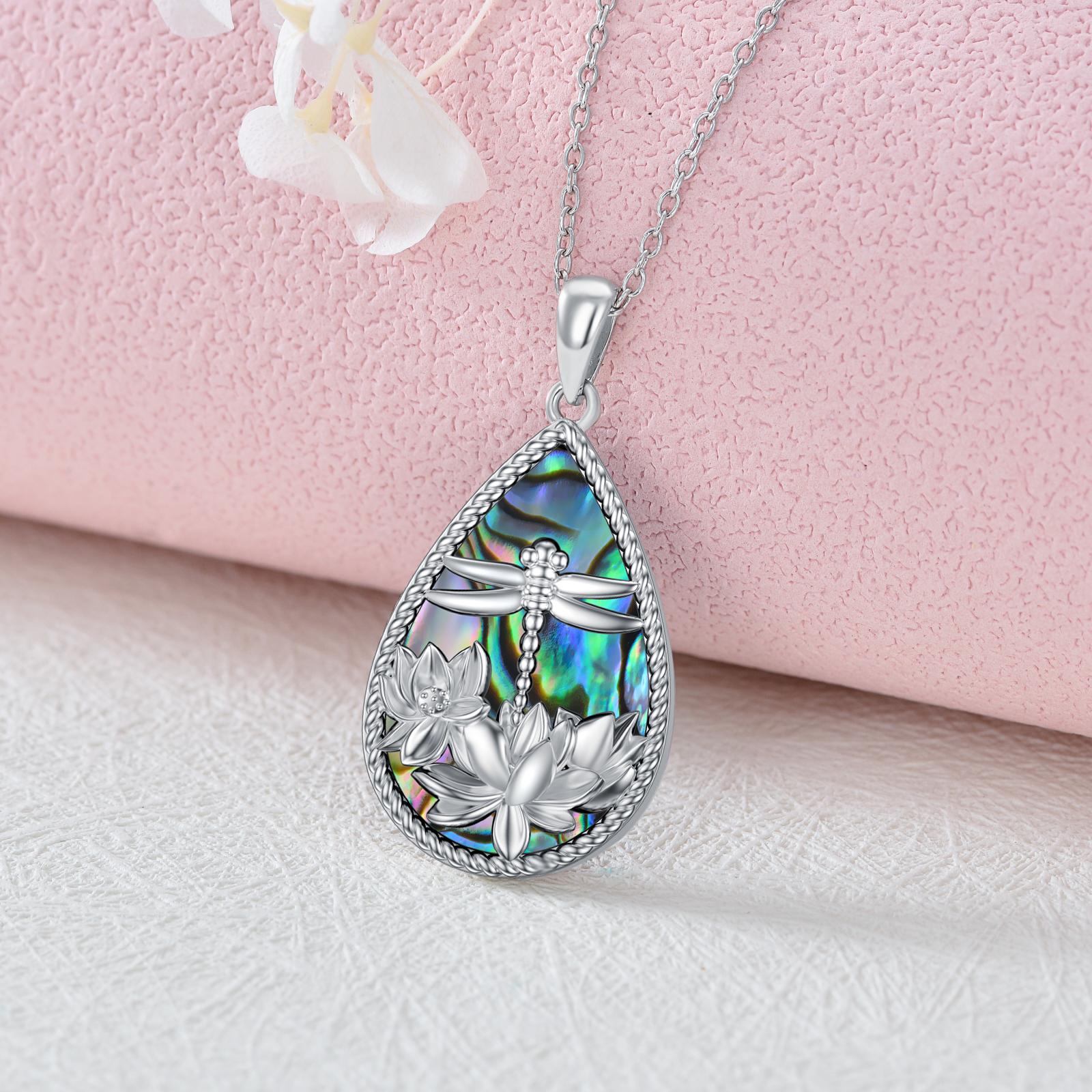 MEIDERBO S925 Sterling Silver Dragonfly  Lotus Flower Necklace  Jewelry Gifts for Women Mother Sister Friends