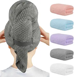 5 Pack Microfiber Hair Towels - 40 x 20 inches Super Soft, Fast Drying Turbans for Long, Thick, Curly Hair - Anti Frizz Wrap with Elastic Strap