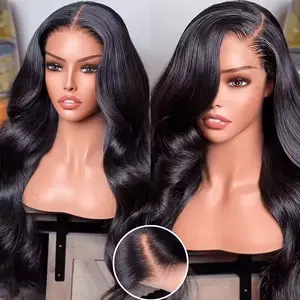 FACMOOD 200% Density Body Wave Wear And Go Glueless Human Hair Wigs Pre Plucked For Women 6X4 HD Pre Cut Lace Closure 100% Human Hair Wig 30 34 Long Inch