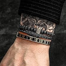 3PCS Stainless Steel Bracelets for Men Gold Roman Numeral Bangle Bracelet Twisted Cable Bracelet Adjustable Cuff Bracelet Mens Luxury Jewelry Bracelets Gifts