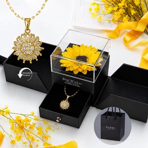 Artificial Sunflower Gifts for Women Her Daughter Girlfriend Wife Mom Friends Sisters Aunt, You are My Sunshine Necklace with Gift Box for Birthday Wedding Mother's Day Xmas Present