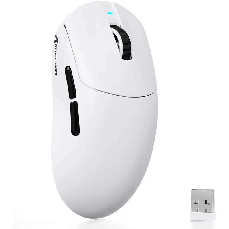 ATTACK  X8 SE 55g Superlight  Gaming ,BK52820 Tri-Mode BT/2.4G /Wired ,25000DPI,500mAh ,Med to Large Hand Size,5 Programmable Buttons for Pc/(White)