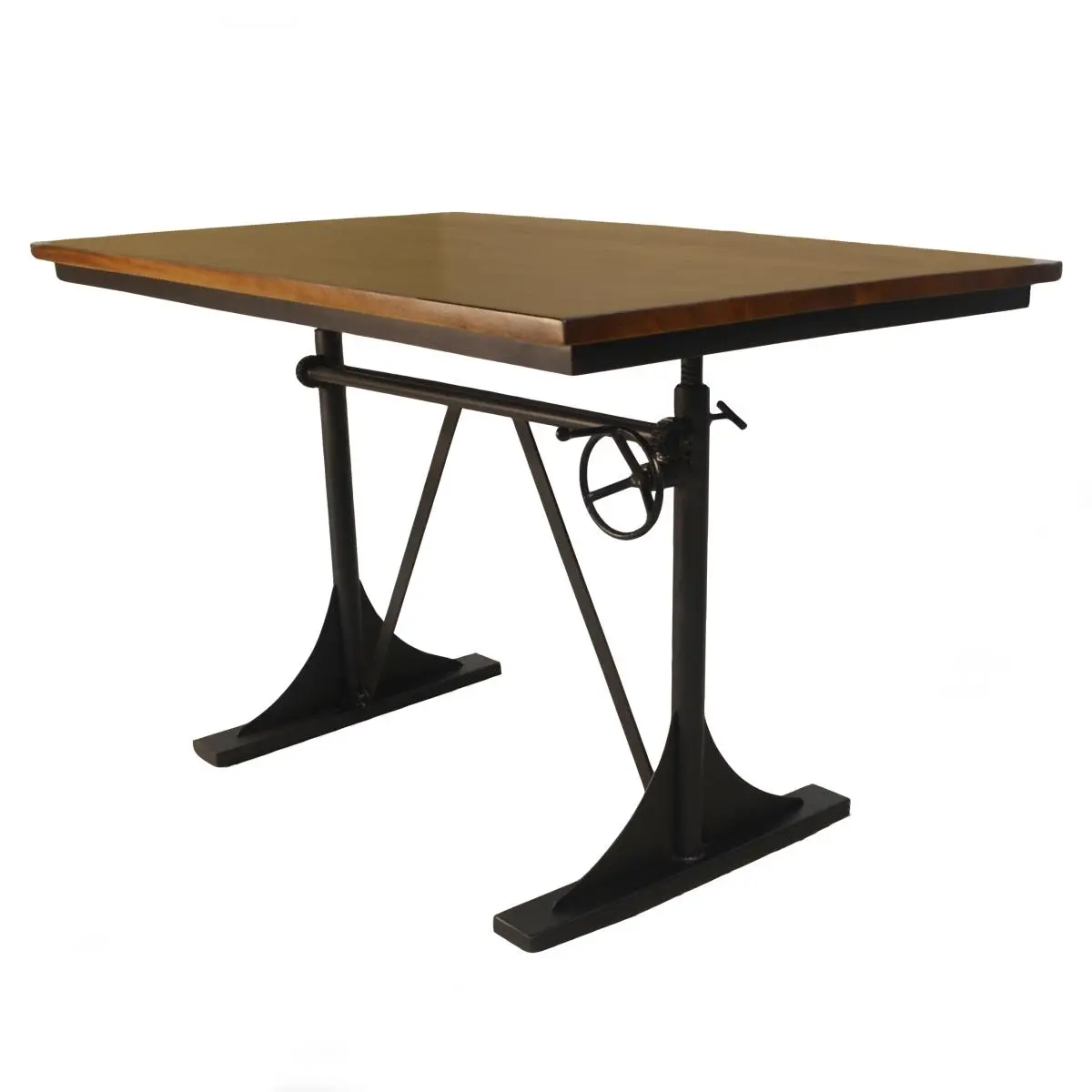 BRIO Adjustable Office Table - Carolina Cottage Collection, Elm Wood Top, Black Finish, Height Shifting Desk, Posture Adjustable Desk, Height Shifting Desks, Posture Adjustable Desks