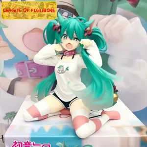 Hatsune Miku Desktop Cute Action Figure 11cm Neko T-Shirt Ver. Anime Figurine Kawaii Girl Model Toy Gift