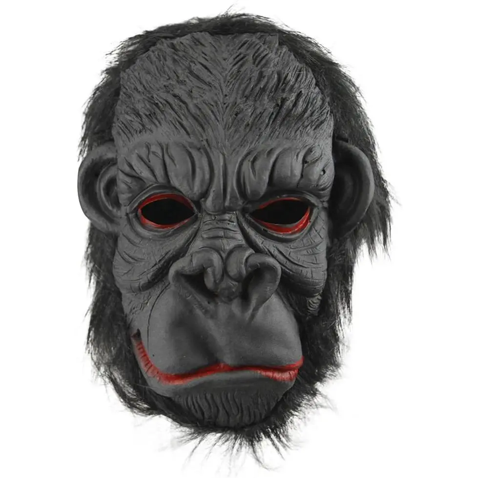 BXT Halloween Party Cosplay Costume Porps Smile Gorilla Ape Full Head Mask Latex Animal Head Fancy Dress Costume Props