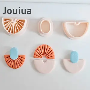 3pcs/set BOHO Fan shape Polymer Clay Cutters for Earrings And Soft Pottery Cutters Geometric & Striped Patterns, High-Precision Plastic Jewelry Making Tools for Earrings, Pendants, DIY Crafts