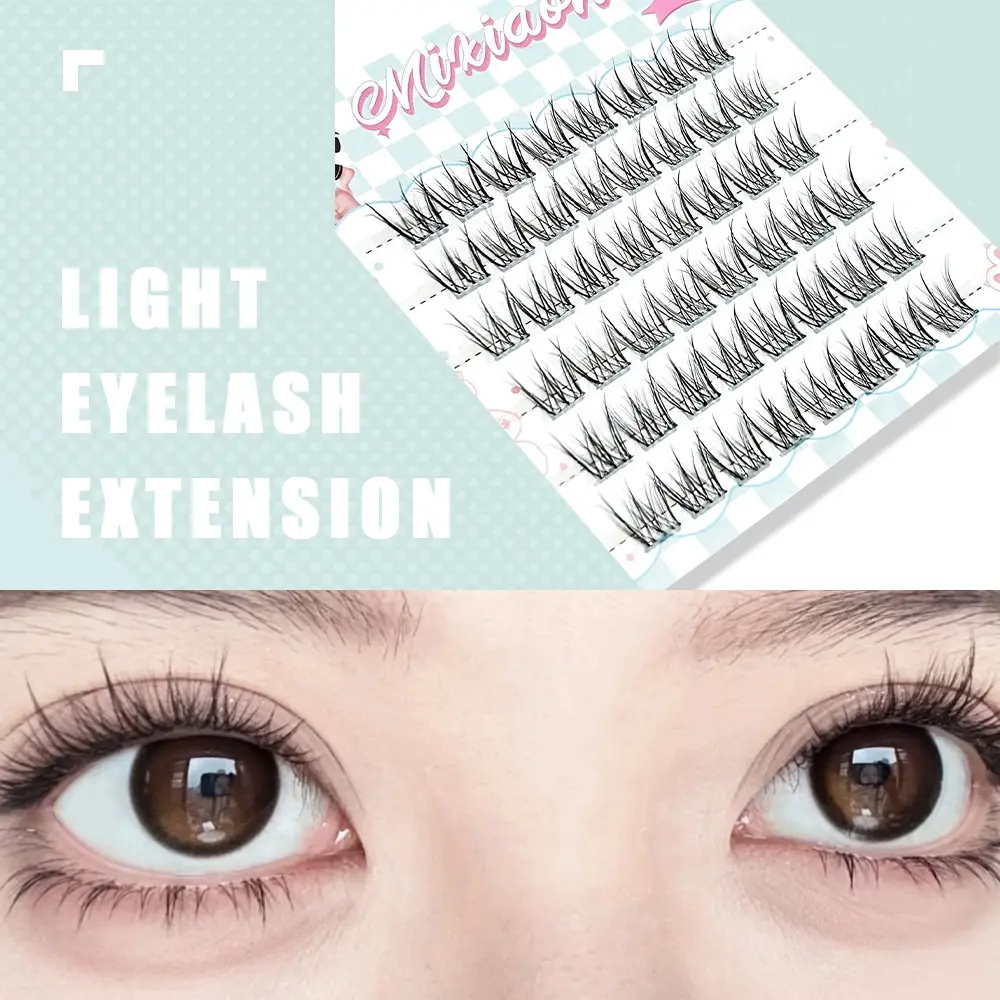 MIXIAOHE 48 Clusters DIY False Eyelashes | Invisible Band & Pre-Glued, Beginner Friendly | Achieve Natural Ghost Lashes Look at Home! DIY Eyelash Extensions Fake Eyelashes Clusters #ClusterLashes #GhostLashes #BeginnerFriendly