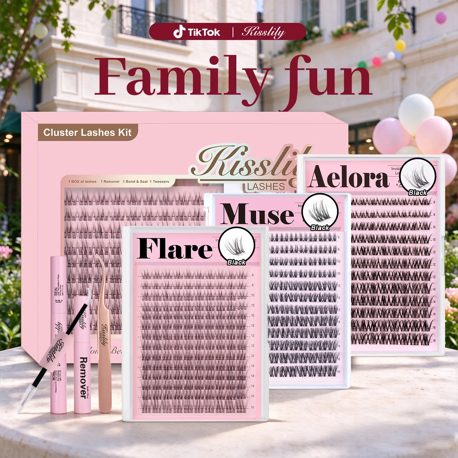 Muse & Flare & Aelora | Kisslily Clean Girl Lash Clusters Kim & Kylie D curl C Curl | Spider Lash | Volume Boosting | Waterproof | Long-Lasting | DIY Extensions Soft | Easy DIY At Home | Ultra Thin Band |Beginner Makeup Lashes familyfun