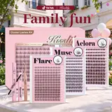 Muse & Flare & Aelora | Kisslily Clean Girl Lash Clusters Kim & Kylie D curl C Curl | Spider Lash | Volume Boosting | Waterproof | Long-Lasting | DIY Extensions Soft | Easy DIY At Home | Ultra Thin Band |Beginner Makeup Lashes familyfun