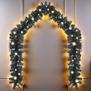 66ft Black LED Christmas Garland String Lights - USB Powered, Indoor and Outdoor Holiday Decoration
