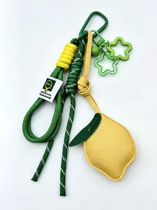Lemon Braided Cord Bag Charm, Color-Blocking Star and Bell Cluster Pendant, Fresh and Vibrant, Stylish Playful Charm for Bags, Keys, Earphone Cases