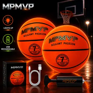 MPMVP LED Basketball Rechargeable, Impact Activated Light Up Basketball Size 7, Water-Resistant USB Rechargeable Basketball with Pump, Professional Night Training Ball,sport gift