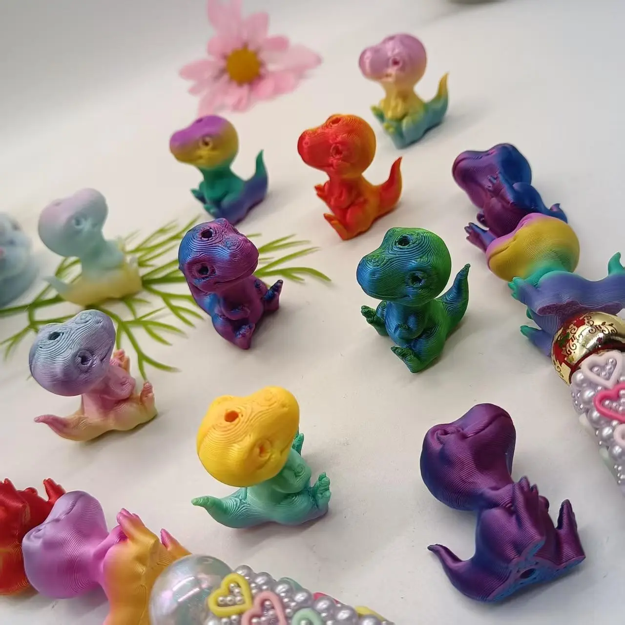 9pcs Mixed Color Small Dinosaur 3D Printed Pla Beads, Bead Set, DIY Jewelry Making Supplies, diy beading accessories, Phone Chain Keychain Bag Pendant Decorations, Beads Charms, Beaded Set