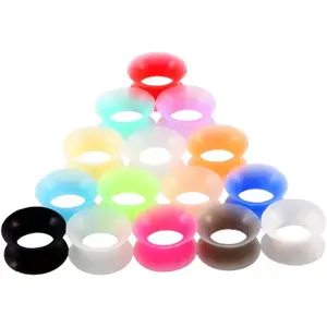 30Pcs Silicone Ear Gauges Flexible Ear Tunnels Plugs Stretchers Expander Double Flared Flesh Ear Piercing for Women Men