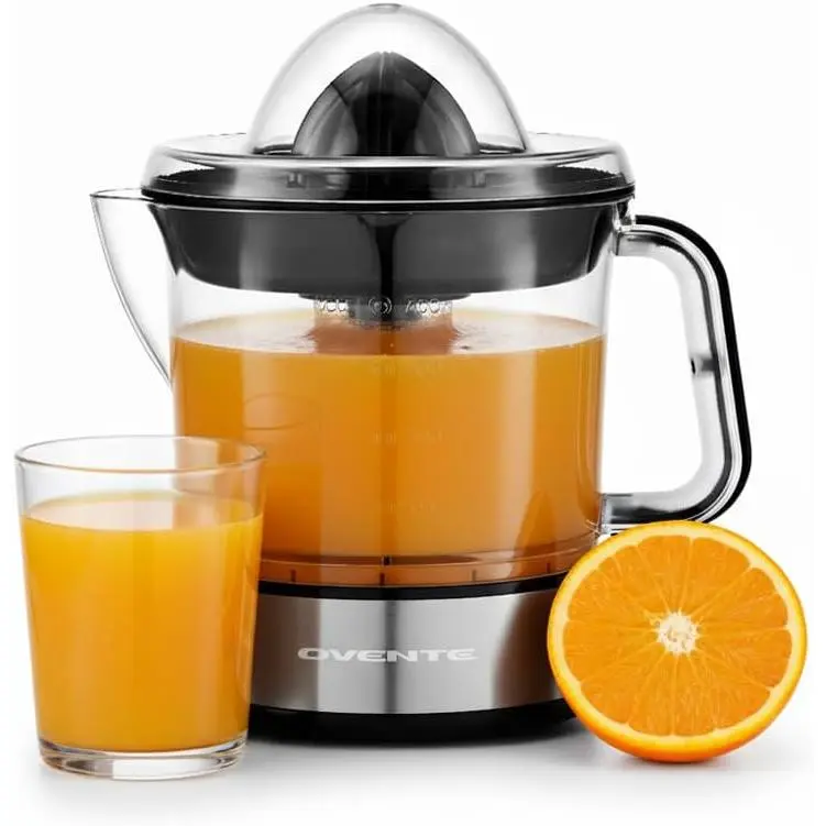 Black Pressure Activated Citrus Juicer, Single-Speed Centrifugal Juicer with 2 Cones, Pulp Control, and Easy-Pour Spout, Single-Speed Centrifugal Juicers