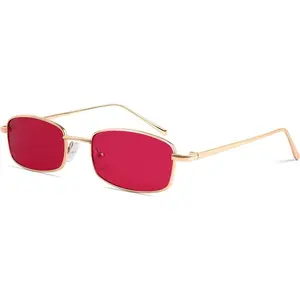EyeconicFinds Vintage Small Rectangle Sunglasses Women Men Retro Trendy Square Metal Frame Sun Glasses B2295