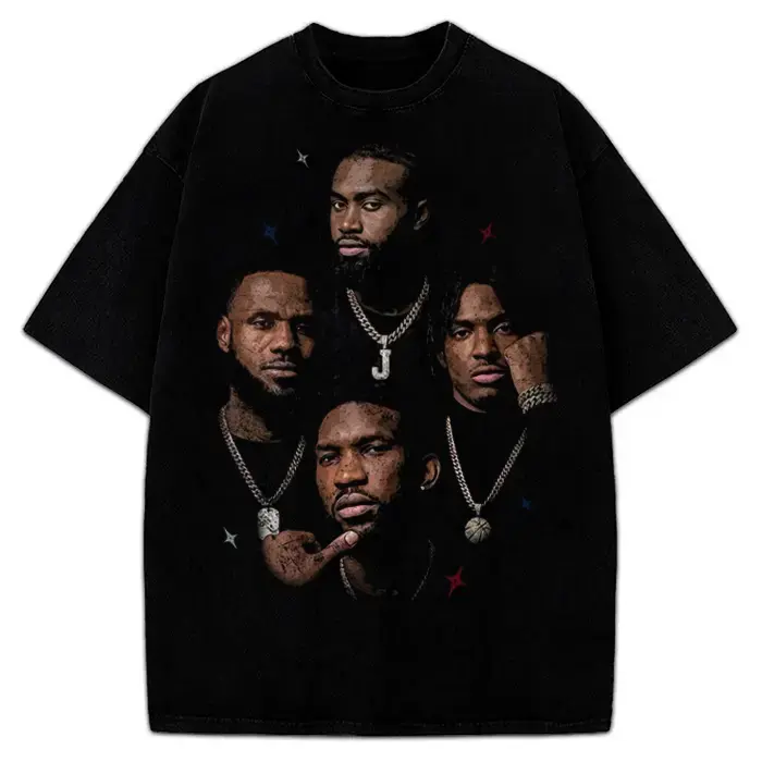 Bron Embiid Brown Maxey Philly BIG 4 Basketball Custom Graphic Tee T-Shirt