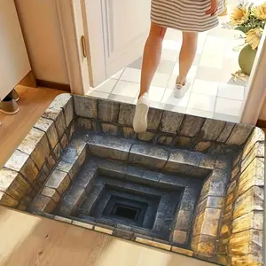 1pc 3D illusion door non-slip floor mat Bathroom Decorative Mat spoof fun pet balcony bathroom rug home lounge cloakroom laundry room carpet creative personality living room carpet washable bedroom decoration carpet
