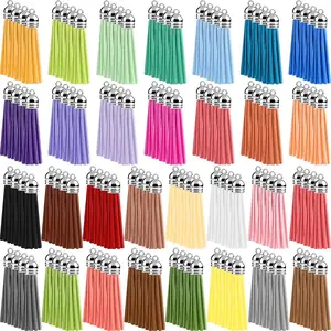 120 count Multicolor Keychains Tassel 55mm  White Hat Leather Tassels for   Making Craft Supplies