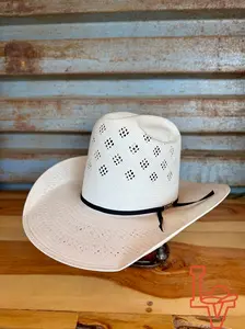 Los Vaqueros Straw Hat Tall Crown Diamond Conley White