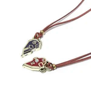 Arcane Vi Caitlyn Couple Necklace Fashion Copper Heart Puzzle Lock Key Pendant Couple Necklace for Lovers Valentine Day Jewelry