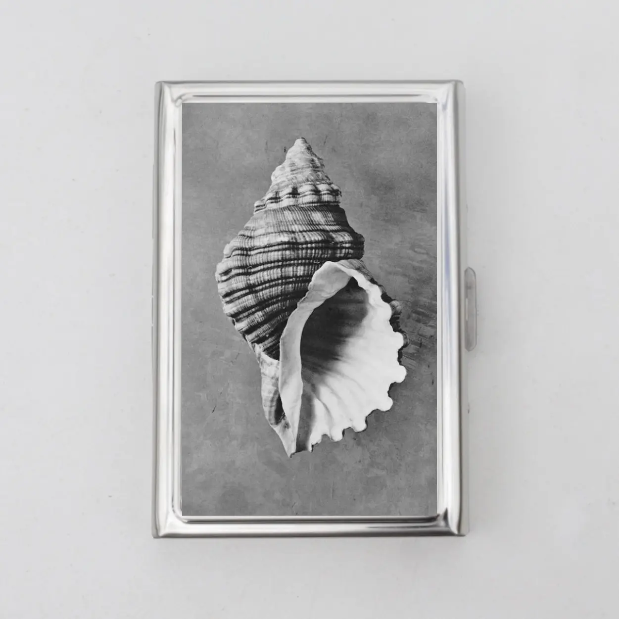 Seashell Dual Side Wallet or Card Holder Slim Metal Wallet Push Button Organizer Gift