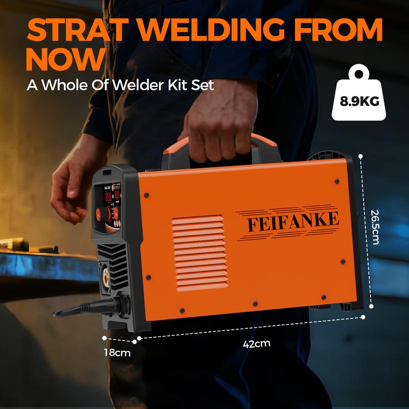 FEIFANKE MIG250A Welder with 110/220v smart conversion, 6-IN-1(MMA/LIFT TIG/FLUX CORE MIG CAS MIG/PLUSE MIG/SPOT welding) welder machine, LED Display Digital welder,Includes 3 Spools of Welding Wire,  for Professional and DIY Welding Projects