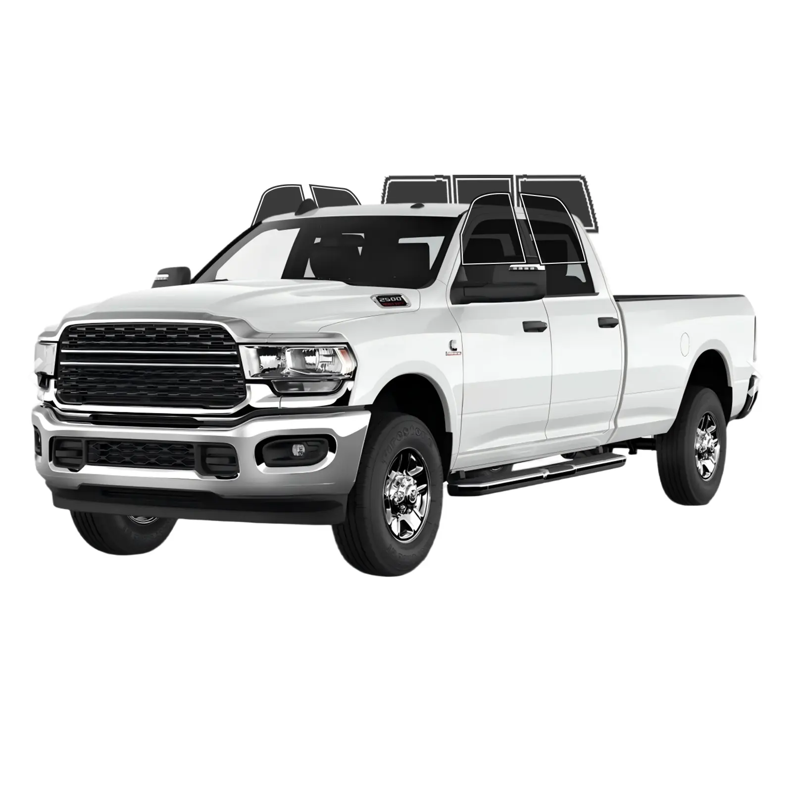 Automotive Precut Window Tint Film for RAM 2500 3500 Crew 2019-2025, 2Ply Precut Tint Window Films & Solar Protection, UV Filtering, Anti-Shatter, Easy Install, No Trimming Needed, Heat & Glare Reduction, Privacy Guard