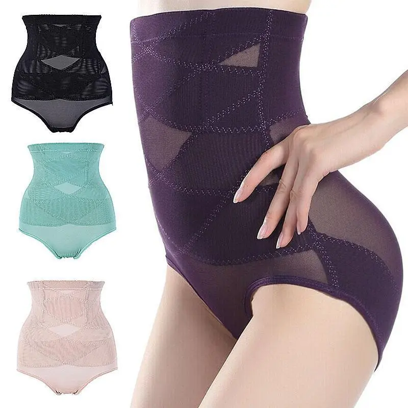 Women's High-Waist Postpartum Belly Shaping Thin Nylon Shapewear Pants - Built-In Storage Bag