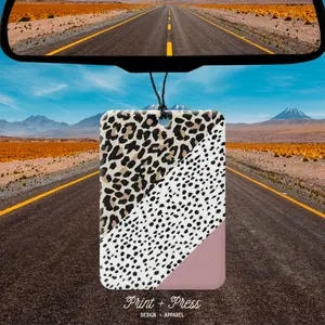 Cheetah Dalmation Aesthetic Car Air Freshener - Reusable Car Air Freshener & 5ml Bottle of Fragrance in Various Scents