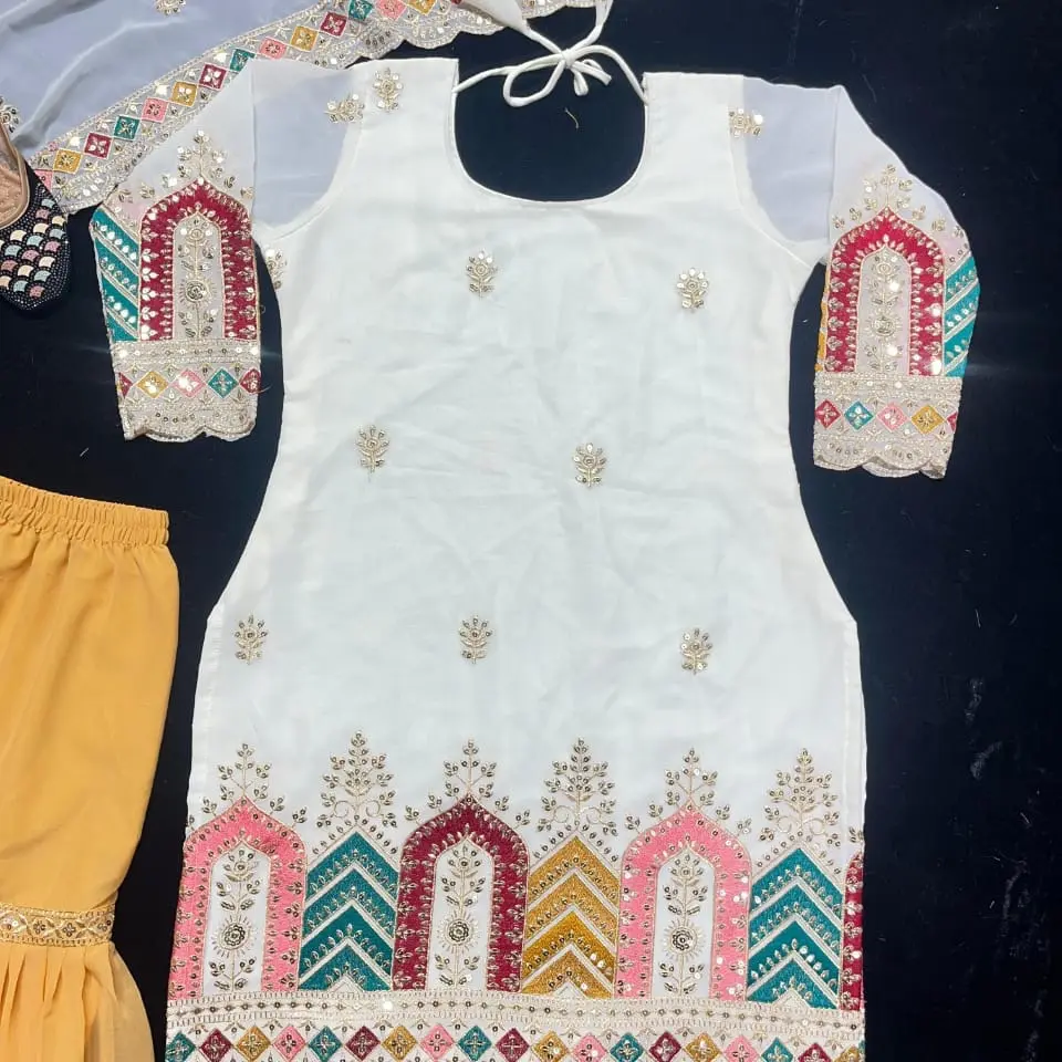 Women's White Sharara Indian Suit for Weddings - Pakistani Style